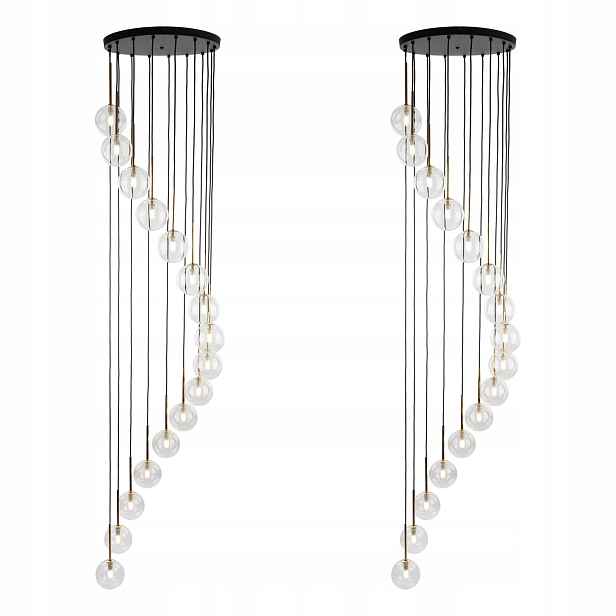 Tk Lighting Sada 2x Závěsné svítidlo Moderní Černá Průhledná
