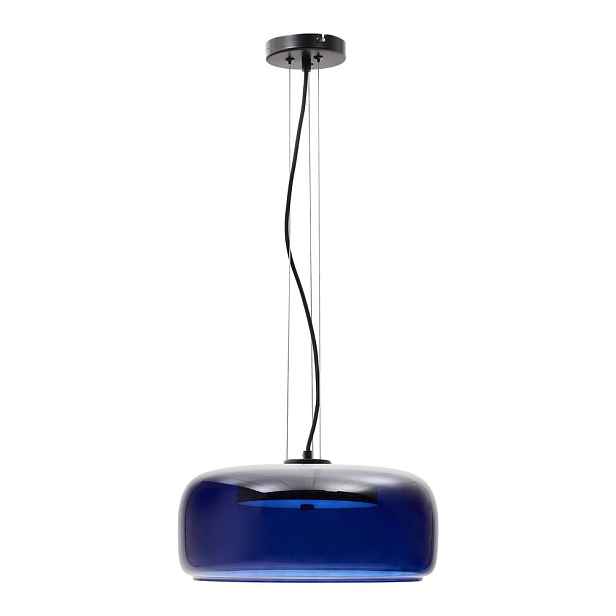 Tmavě modré LED závěsné svítidlo se skleněným stínidlem ø 38 cm Reig – Kave Home