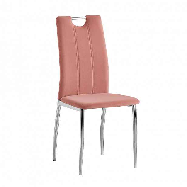 Jídelní židle OLIVA NEW samet / chrom Tempo Kondela Růžová