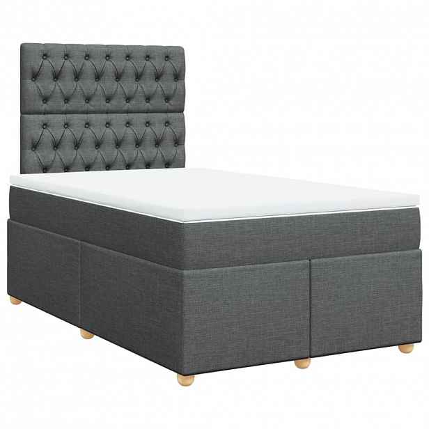 vidaXL Box spring postel s matrací tmavě šedá 120x200 cm textil
