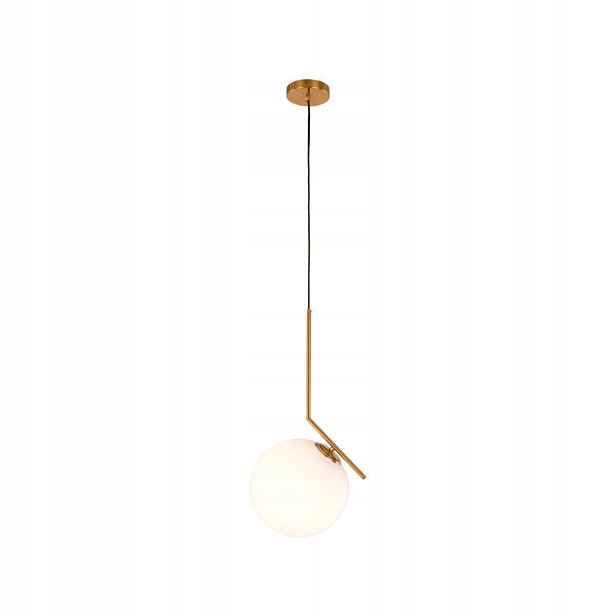 Italux Mondo závěsná lampa mosazná bílá koule 1xE27 11W IP20