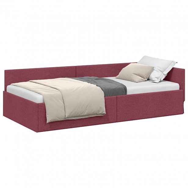 vidaXL Rohový rám postele Víno Červené 90 x 190 cm textil