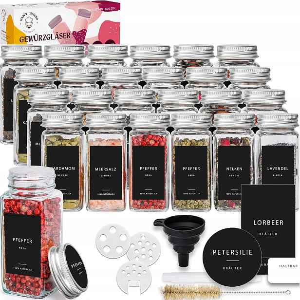 Nádoby Na Hermetické Koření Sklo Černo-stříbrné 120 ML