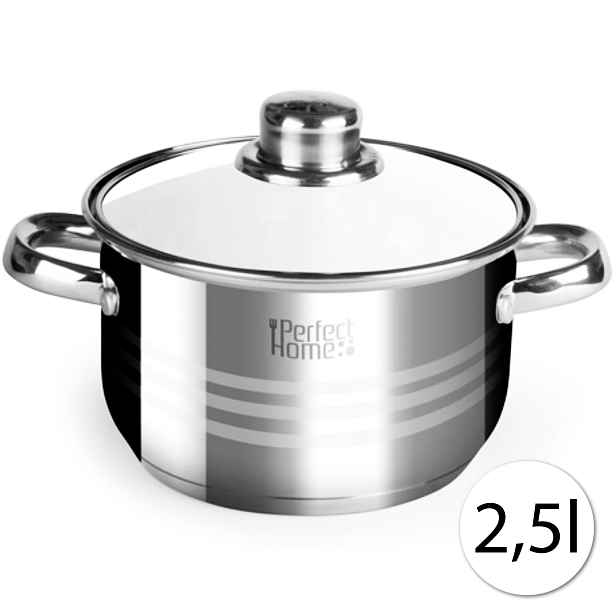 Perfect Home 33006 Nerezový hrnec s poklicí, 2,5 L, 18 cm