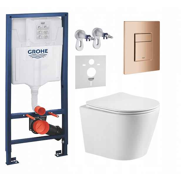 Podomítkový Wc set Grohe s mísou Jess a tlačítkem měď lesk Fresh