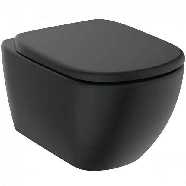 Wc s prkénkem softclose závěsné Ideal Standard Tesi silk black mat zadní odpad T5361V3