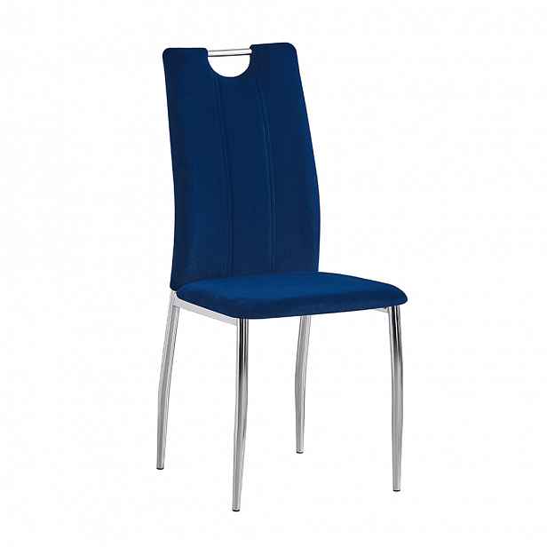 Jídelní židle OLIVA NEW samet / chrom Tempo Kondela Modrá