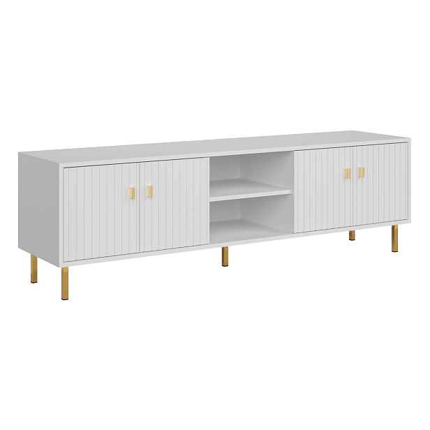 ARSIK televizní stolek RTV4D s frézovanými dvířky, bílá