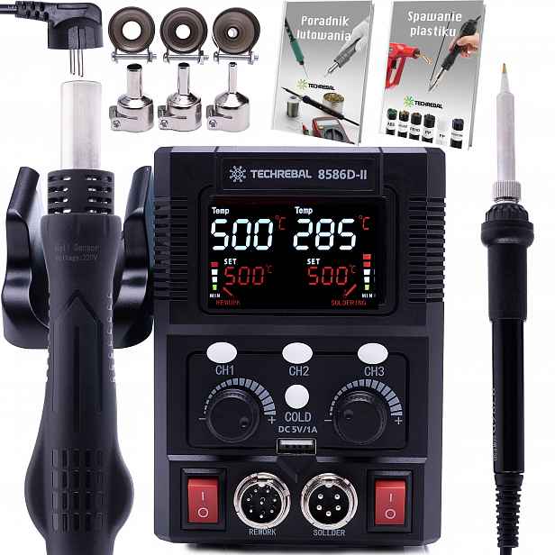 Pájecí Stanice 2v1 Hotair Pájecí Pero Techrebal 8586D-II 760W LCD