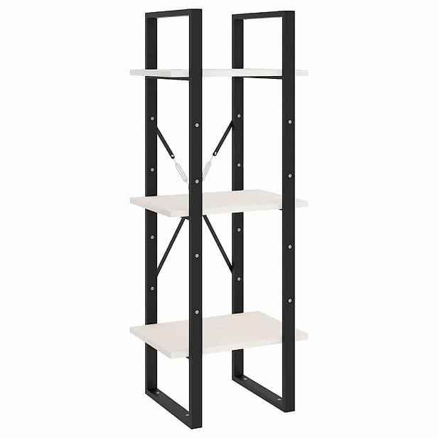 vidaXL Knihovna se 3 policemi bílá 40 x 30 x 105 cm masivní borovice