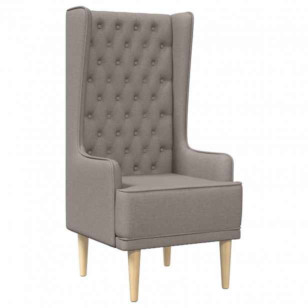 vidaXL Všívané křeslo s vysokým opěradlem Taupe Textil