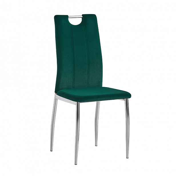 Jídelní židle OLIVA NEW samet / chrom Tempo Kondela Smaragdová