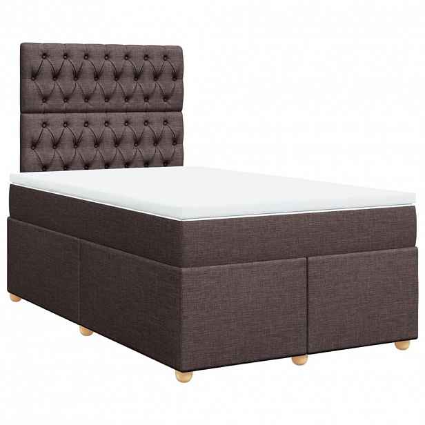 vidaXL Box spring postel s matrací tmavě hnědá 120x200 cm textil