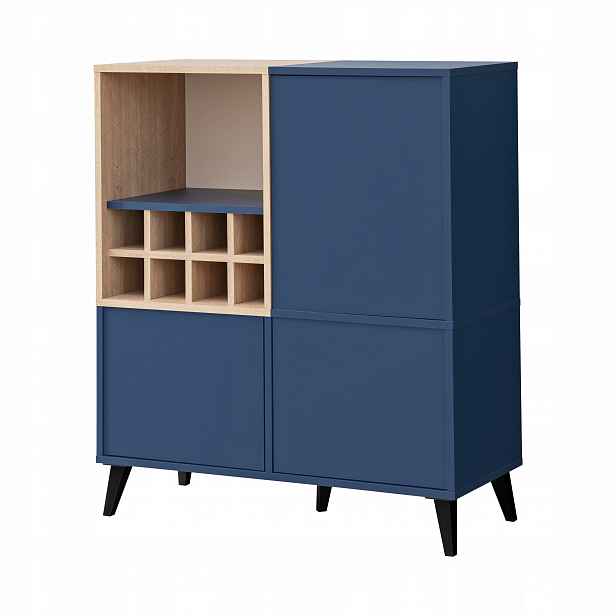 Komoda Komodee Fondi 89,9 x 35 x 102 cm dub sonoma světlý, modrá