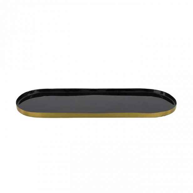 Talíř,tác oválný kovový černozlatý 34,5cm