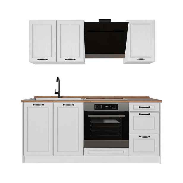 Vicco JEDNOTKOVÁ KUCHYNĚ R-Line, Bílý venkovský dům/Bílá, 180 cm pracovná doska Dub Goldkraft