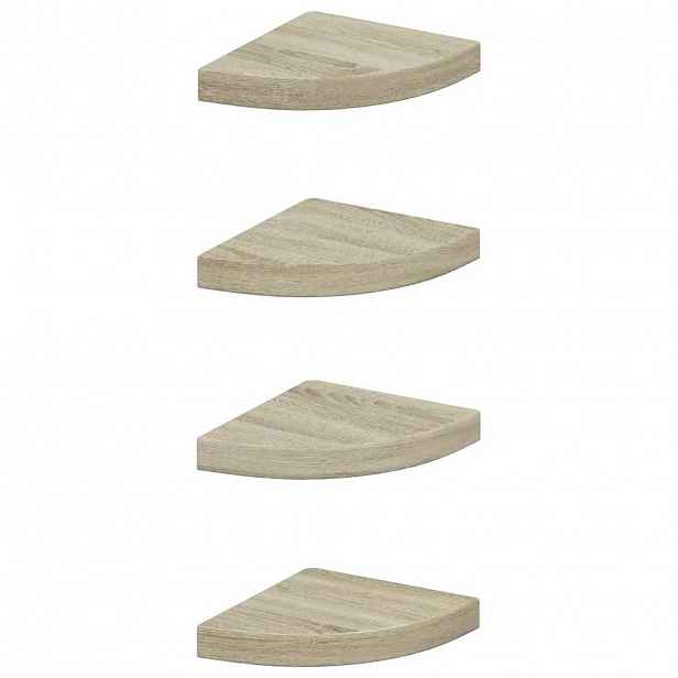vidaXL Plovoucí rohové police 4 ks dub 25 x 25 x 3,8 cm MDF