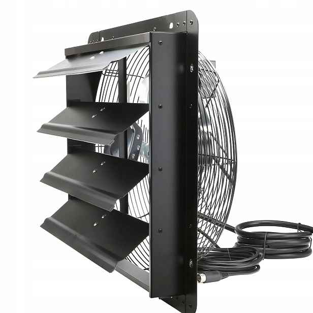 Nástěnný odtahový ventilátor 406 mm černý výkonný Ec 1747 Cfm 70 W regulace