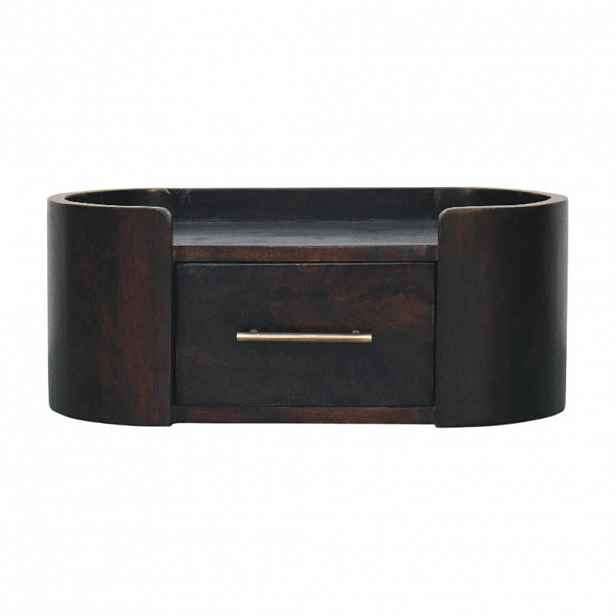 Artisan Furniture KOMODA s elegantním sametovým potahem v mocha povrchové úpravě, 6 zásuvek, tmavě hnědá.