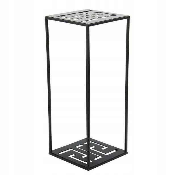 Držák Na Květináč geometrický stojící z kovu 60 cm, černý