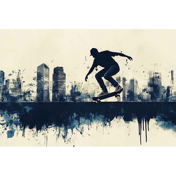 Fototapeta Flizelina Město Panorama Sport Deskorolka Skater 416x290 130g
