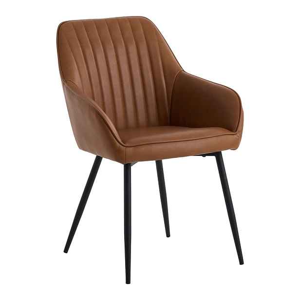 Hnědá čalouněná jídelní křesla v sadě 2 ks s područkami Nolan Stripe – Unique Furniture