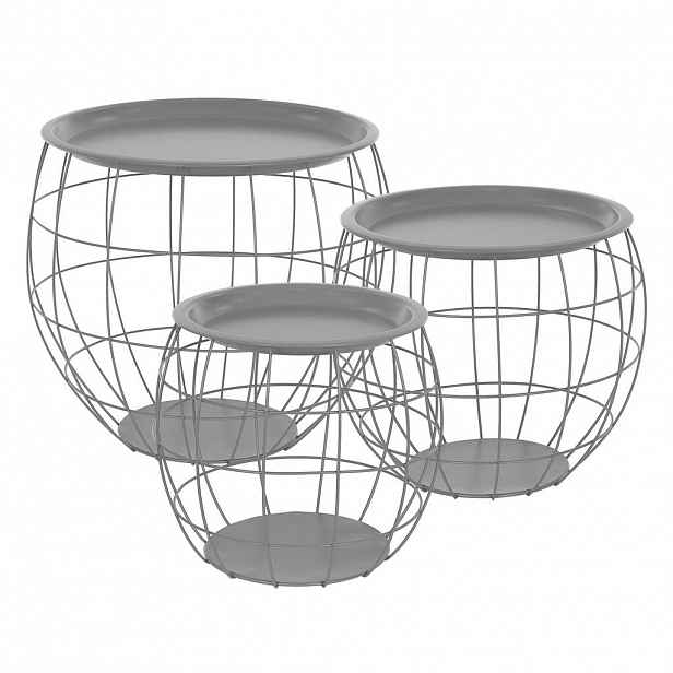 ML-DESIGN ODKLÁDACÍ STOLEK kulatý Ø31cm/Ø38cm/Ø47cm šedý z kovu
