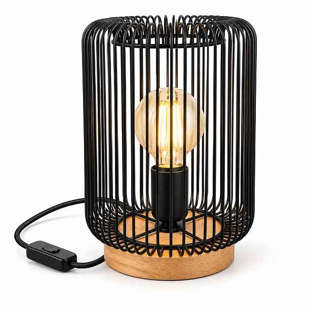 Noční Stolní Lampa Paco Home Cagy černá kovová loftová industriální barva