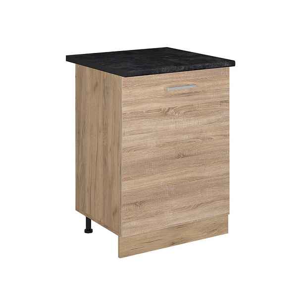 Vicco SPODNÍ SKŘÍŇKA KUCHYŇSKÉ LINKY R-Line, Sonoma/Zlatý mocný dub, 60 cm s 1 dveřmi pracovná doska antracitová