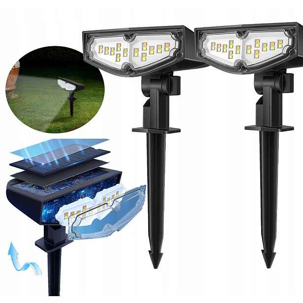 2KS 24 Led Solární Led Lampy Pro Použití Na Zahradě, Solární Reflektory
