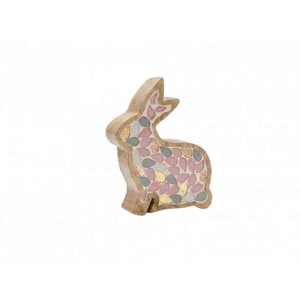 Dřevěný velikonoční zajíc MOSAIC BUN 15 cm, barevný