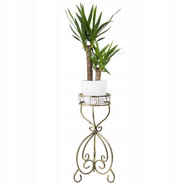 Držák Na Květináč stojící kovový 76 cm, zlatá patina, stojan