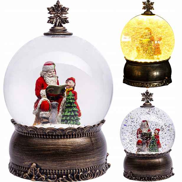 skleněná koule s Led pozitivem hrací skříňka vánoční sněhová figurka lampion