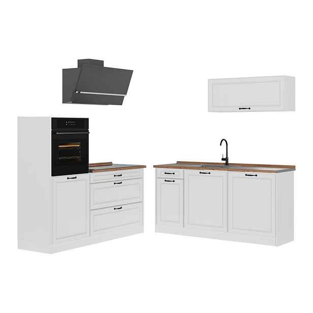 Vicco KUCHYŇSKÝ KOUT R-Line, Bílý venkovský dům/Bílá, 160 cm pracovná doska Dub Goldkraft