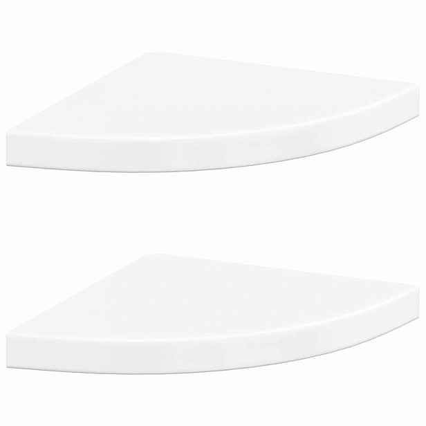 vidaXL Plovoucí rohové police 2 ks bílé vysoký lesk 35x35x3,8 cm MDF