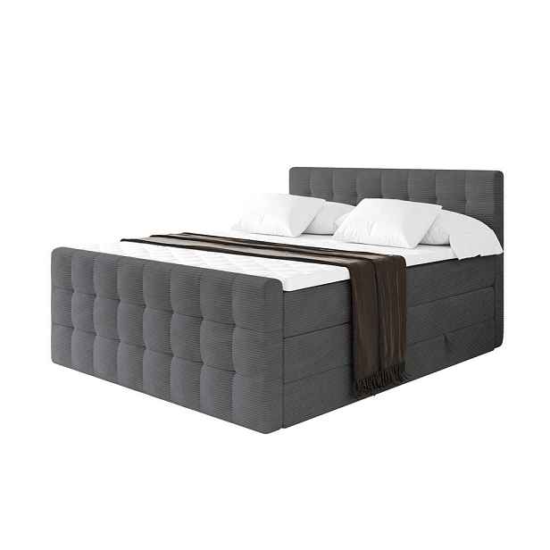 ALTDECOR BOXSPRINGOVÁ POSTEL s matrací H3/H4 - IGAN-Z KING - 200x200 cm Tmavě šedá