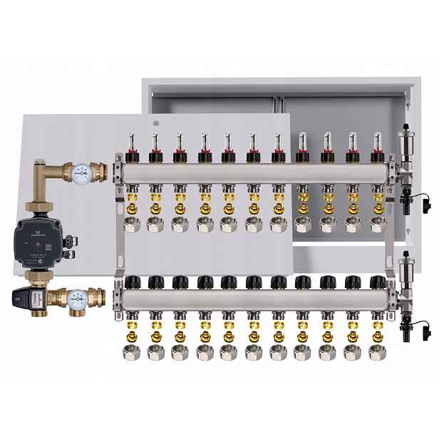 Nerezový rozdělovač pro podlahovku 11 box Pompa Grundfos Pex