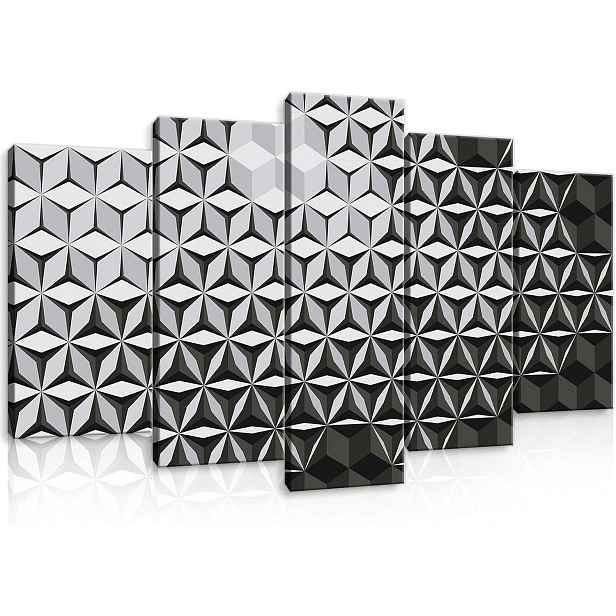 Obraz 100x60 Abstrakce 3D geometrie šedý monochromatický vzor struktura
