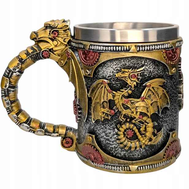 Pivní Sklenice Na Pivo Dárek Drak 400ML Ocel Dárek Hráče Dnd Rpg Ocel Krčma