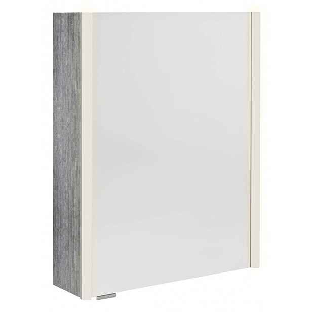 Sapho Alix - Zrcadlová skříňka s LED osvětlením 56x70x18 cm, 2x dvířka, P/L, dub stříbrný AX156-0011