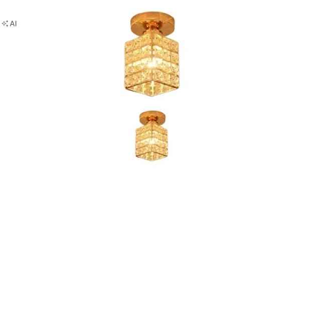 Shein Zlatá Led Závěsná Lampa S Krystalickým Stínítkem 1.