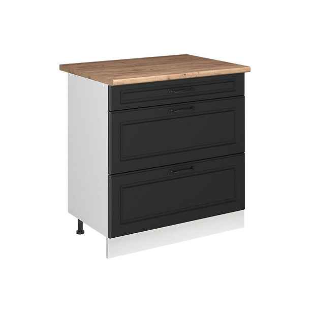 Vicco SPODNÍ SKŘÍŇKA KUCHYŇSKÉ LINKY R-Line, Antracitový venkovský dům/Bílá, 80 cm se 3 zásuvkami pracovná doska Dub Goldkraft