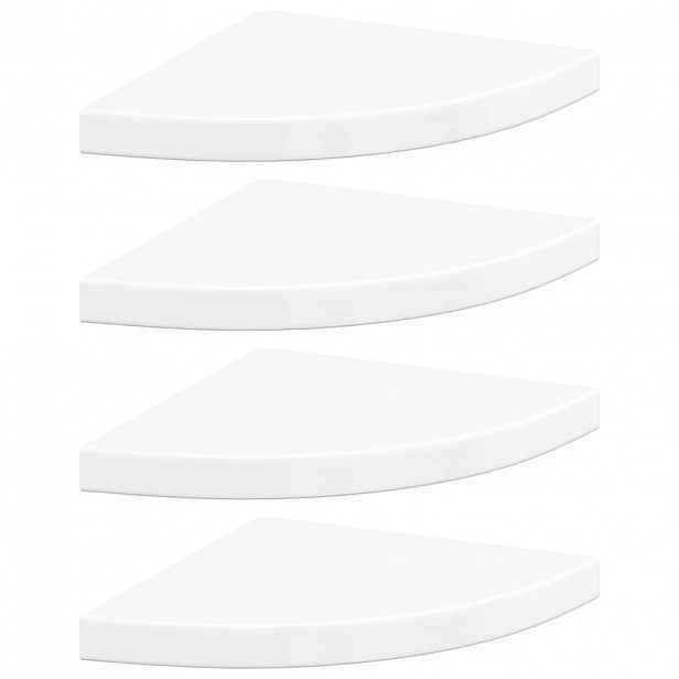 vidaXL Plovoucí rohové police 4 ks bílé vysoký lesk 35x35x3,8 cm MDF