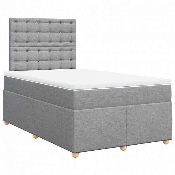 vidaXL Box spring postel s matrací světle šedá 120 x 200 cm textil