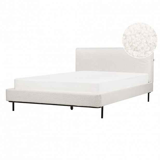 Beliani POSTEL s roštem 140/200 cm Bouclé Krémově bílá Corio