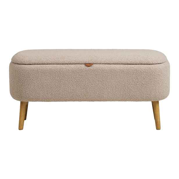 Béžová lavice z textilie bouclé Harlow – House Nordic
