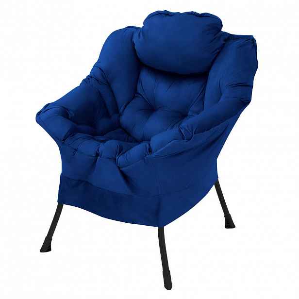 ML-DESIGN KŘESLO do obývacího pokoje, tmavě modré, pohodlné relaxační křeslo s boční kapsou a polštářem, 82 × 97 × 95 cm, nosnost do 120 kg