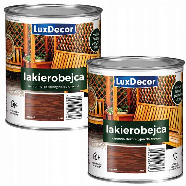 Sada 2 Ks – Luxdecor Dekorativní Lak Na Dřevo 0,75 L Mahagon