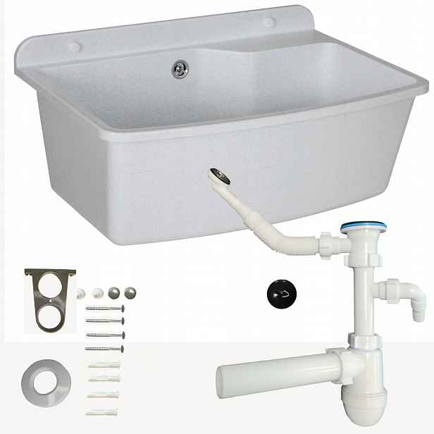 Technický dřez plast bílý granit 60