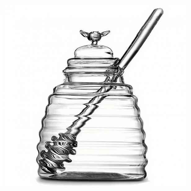 TEMU Jedno 500ml/16.9Oz nerezové skleněné dózy na med, kompletní s míchací tyčinkou a baleno v perlovém vatovém papíru, ideální pro servírování medu,